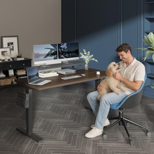 FLEXISPOT Standing Desk with Monitor Riser & Cable Management - color: Black Walnut, size: 71x32"