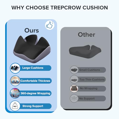 X-Large Coccyx Seat Cushion, U-Shaped Memory Foam for Office Chair | High-Density Memory Foam Helps Reduce Tailbone Pressure; Washable Mesh Cover, Anti-Slip Base for Office Chairs, Cars & Travel - size: 20.2*17.3*6.2