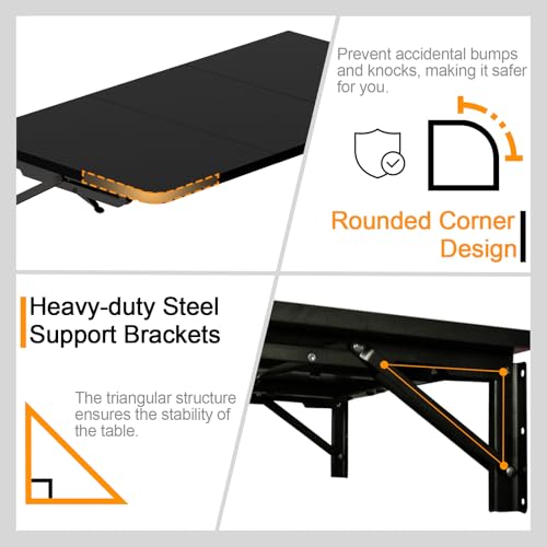 TEAMIX Wall Mounted Folding Desk for Small Spaces - Black, 29.9 x 15.7inch - color: Black, size: 29.9"W x 15.7"D