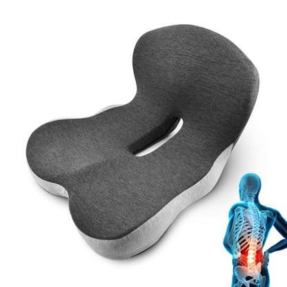 Memory Foam Seat Cushion for Driving & Office Chairs, L-Shaped Ergonomic Tailbone Relief Seat Cushion for Long Sitting, Car/Truck/Office Chair