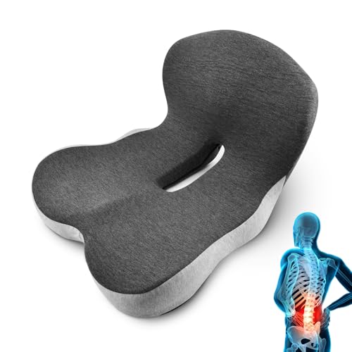 Memory Foam Seat Cushion for Driving & Office Chairs, L-Shaped Ergonomic Tailbone Relief Seat Cushion for Long Sitting, Car/Truck/Office Chair