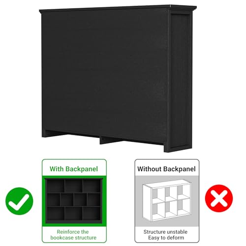 Unikito Cube Storage Shelf, Open Cube Bookshelf with Base, Black - color: Black, size: 10 Cube (50"W x 38.7"H)