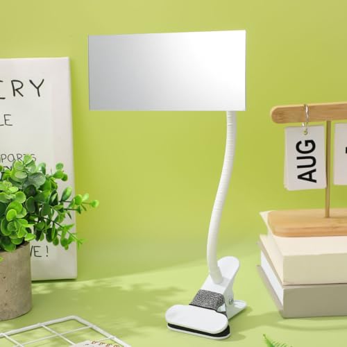 IMIKEYA Clip-On Desk Makeup Mirror for Cubicle, Anti-Peeping Privacy Mirror, Convex Rear View Desk Mirror for Office Computer Monitor, Adjustable Gooseneck Clamp Mirror