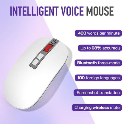 AI Mouse with Voice Recorder, Real-Time Transcription Translation, Summarization & Presentation Remote, Ergonomic for Office Remote Work High-Performance Device