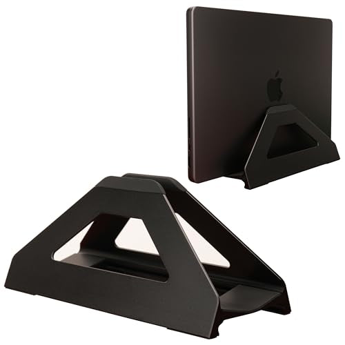 Vertical Laptop Stand, Space Saving Holder with Tool-Free Width Adjustment, Pretty Anodized Aluminum for Desk, Universal Fit for 10-17" Laptop - color: Black