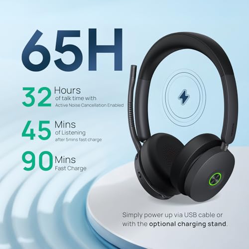 Yealink BH74 Bluetooth Headset with Mic for Work,Hybrid ANC,Teams Certified - color: BH74 Teams(new), style: BH74(Headset only)