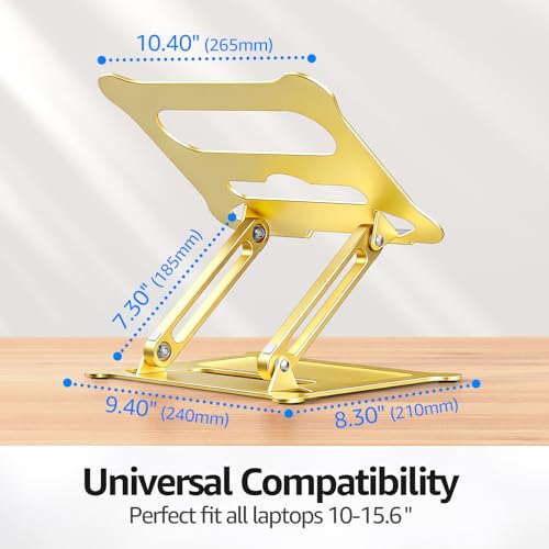 Urmust Adjustable Laptop Stand for Desk, 10-15.6“ Laptop Riser, Gold - color: D-Gold