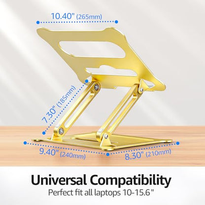 Urmust Adjustable Laptop Stand for Desk, 10-15.6“ Laptop Riser, Gold - color: D-Gold
