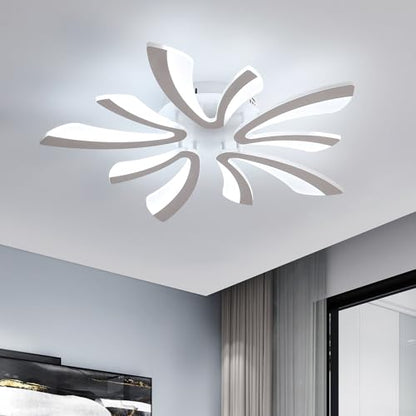 Goeco Modern Ceiling Light, 27.5'' LED White Acrylic V-Shaped Flush Mount Ceiling Lights, 6500K Ceiling Light Fixture for Living Room, Dining Room, Bedroom, Kitchen - color: White V Shaped-6500K