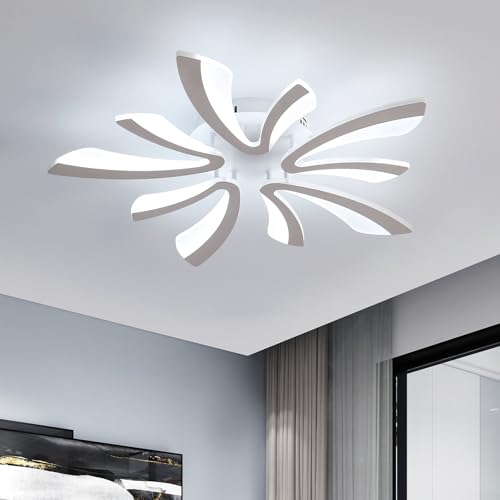 Goeco Modern Ceiling Light, 27.5'' LED White Acrylic V-Shaped Flush Mount Ceiling Lights, 6500K Ceiling Light Fixture for Living Room, Dining Room, Bedroom, Kitchen - color: White V Shaped-6500K