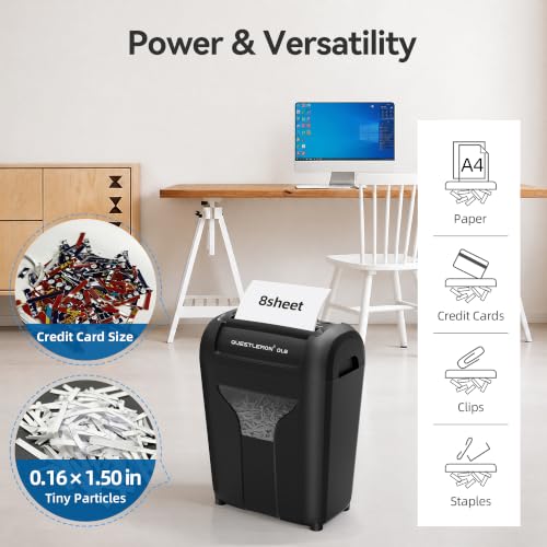 8-Sheet Paper Shredder for Home, Cross Cut Shredders, P-4 Ultra Security, 4 Gal Bin, Shred Quietly for Shred for Credit Card, Mail, Staples, <58 dB(OL8)
