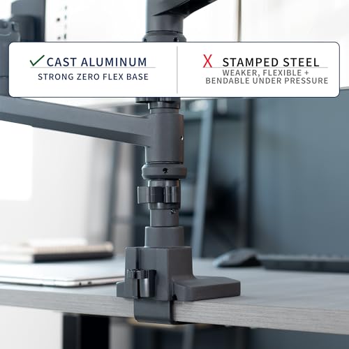VIVO Pneumatic Arm Triple Ultrawide Monitor Extra Tall Desk Mount for Up to 49 inch Screens, Heavy Duty Clamp, Holds 3 Ultra Wides Up to 44 lbs, Black, STAND-V300D - size: Triple Mount, style: Desk Mount
