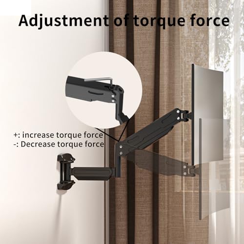 Suptek Single Wall Mount Monitor for 13-32" | Full Motion Adjustable, Gas Spring Arm, Holds up to 22lbs, VESA 75x75/100x100
