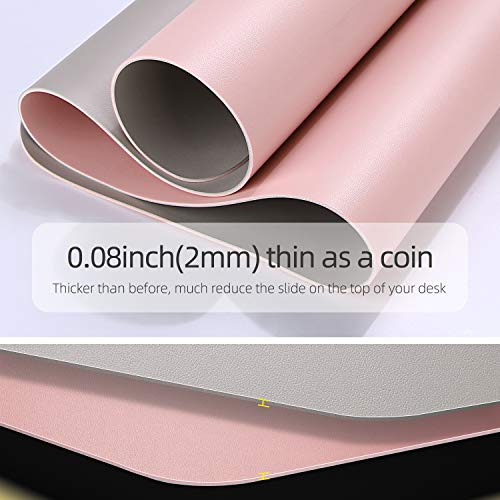 YSAGi Multifunctional Office Desk Pad, Ultra Thin Waterproof PU Leather Desk Mat, Dual Use Desk Writing Mat for Office/Home (35.4" x 17", Pink) - color: Pink, size: 17" x 35.4"