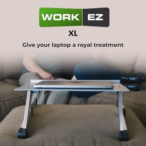 Uncaged Ergonomics WorkEZ Adjustable Laptop Stand for Desk, Laptop Stand Adjustable Height, Foldable Aluminum Cooling Computer Holder & Riser for Desk Bed, White, XL - color: XL-White