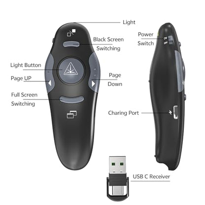 4 Unit Presentation Clickers, Wireless Presenter Remote with Case - style: 4 Units Red Laser