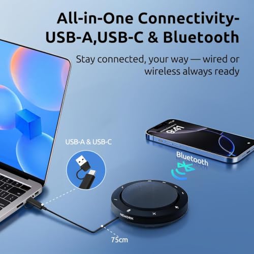 Conference Speakerphone - 2 AI Noise Reduction Mics, 360° Voice Pickup - color: FreeChat 103(2 Mics)