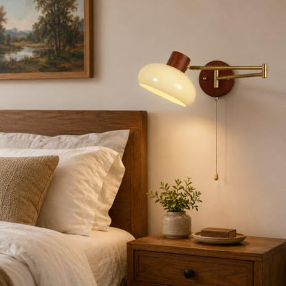 KCO Lighting Mid Century Brass Gold Swing Arm Wall Sconce Light Pull Chain - color: 20cm Yellow