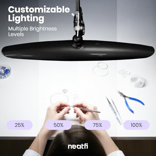 Neatfi LED Desk Lamp, 2200 Lumens, 24W, 20-Inch Wide Head (Black) - color: Black, size: Non-CCT with Clamp