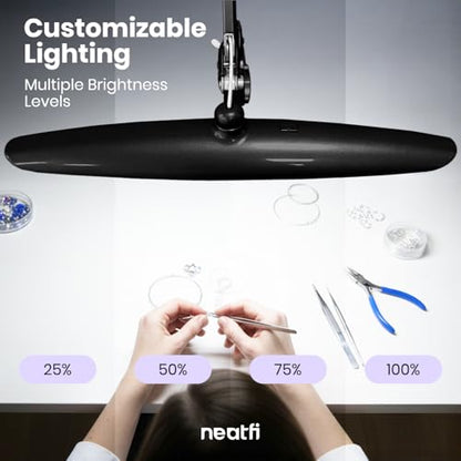 Neatfi LED Desk Lamp, 2200 Lumens, 24W, 20-Inch Wide Head (Black) - color: Black, size: Non-CCT with Clamp