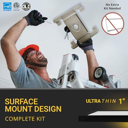 NUWATT Black 1x2 FT LED Flat Panel Light Surface Mount, 2700K-5000K, CRI90