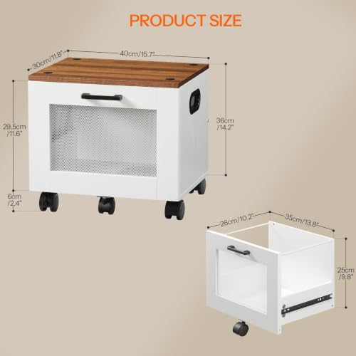 HOOBRO File Cabinet, Rolling File Cart, Under Desk Small Filing Cabinet, File Organizer Box, Home Office File Basket with Drawer for A4, Letter Files, White and Walnut WH11WJ01G1 - color: White + Walnut
