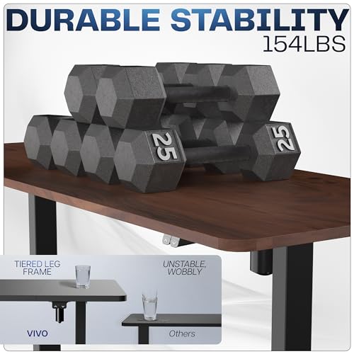 VIVO Dark Walnut 60 x 30 in Standing Desk, DESK-KIT-0B6D - color: Dark Walnut Top / Black Frame, size: 60 x 30 inch