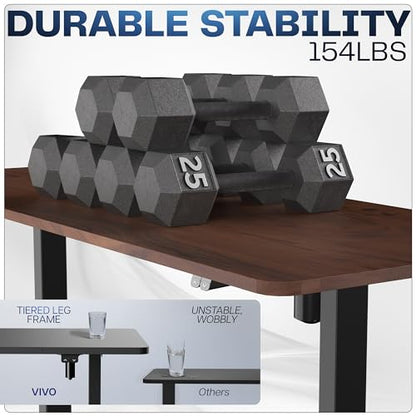 VIVO Dark Walnut 60 x 30 in Standing Desk, DESK-KIT-0B6D - color: Dark Walnut Top / Black Frame, size: 60 x 30 inch