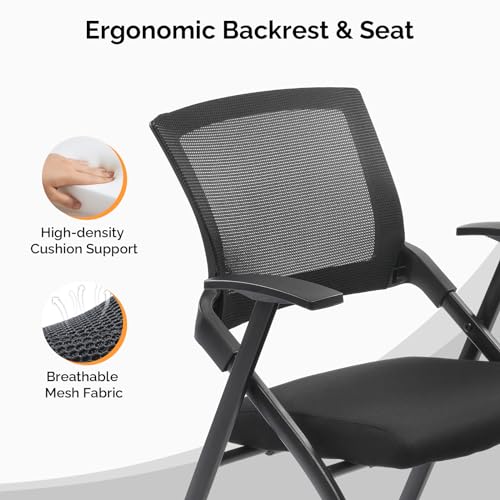 Waiting Room Reception Chairs,1 Pack Stackable Conference Room Chairs with Wheels, Folding Office Chair with Rebound Back, Padded Seat for Guest, Reception, Event, Capacity 350lbs