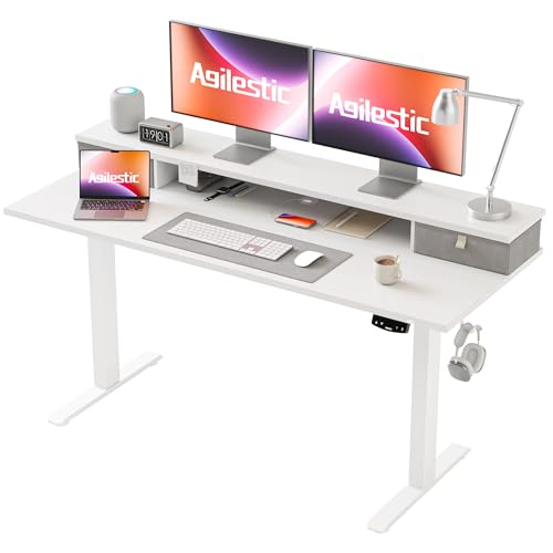 Agilestic 55 * 24 Inch Electric Standing Desk with Drawers, White - color: White, size: 55 x 24 Inches with 2 drawers