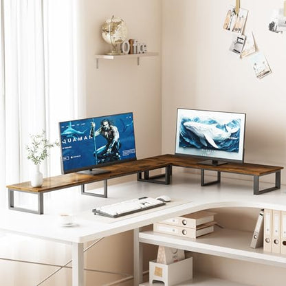 aboxoo 59" Large TV Riser Stand for 32-75 Inch TV, TV Shelf with Steel Legs - color: Brown, size: 59 inch