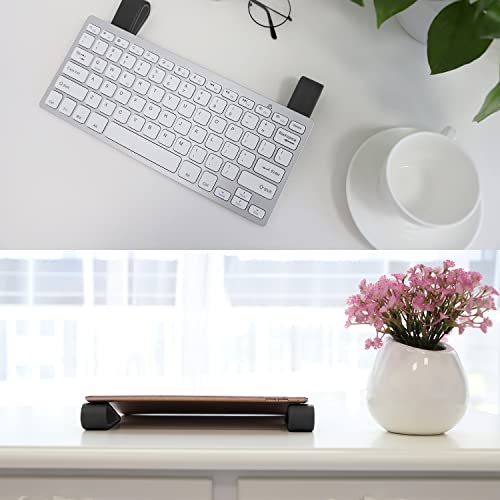 MoKo Universal Laptop/Computer Keyboard Stands,[4 Pack]Anti-Slip Silicone Tilting Wedge Riser Stable Kickstand,Ultra Compact Ventilated Tablet Stand Portable Elevation Feet for Notebook Keyboard-Black - color: Black