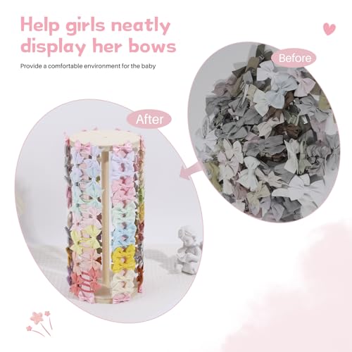 POVETIRE Bow Holder for Girls Hair Bows Hair Bow Organizer Pink Wood - color: Pink A