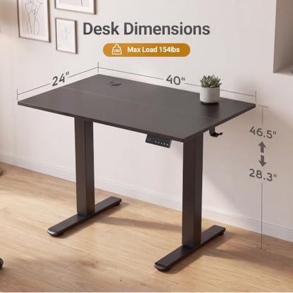 Claiks Electric Standing Desk, 40x24 Inch, Black - color: Black, size: 40 Inch