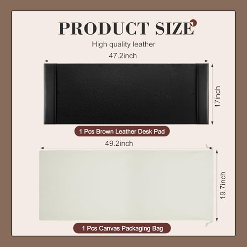 47.2 x 17 Inch Leather Desk Pad with Side Rails Mat, Black - color: Black, size: 47.2" x 17"