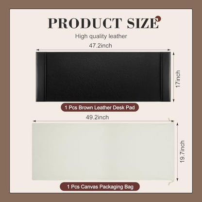 47.2 x 17 Inch Leather Desk Pad with Side Rails Mat, Black - color: Black, size: 47.2" x 17"