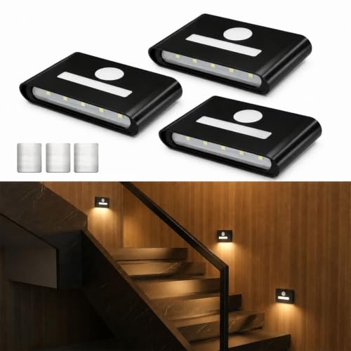 WOBSION Motion Sensor Night Light, Rechargeable Stick-On Wall Sconce - color: Black