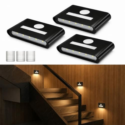 WOBSION Motion Sensor Night Light, Rechargeable Stick-On Wall Sconce - color: Black