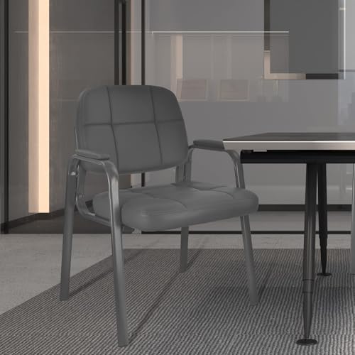 CLLATINA Waiting Room Chairs with Padded Arms Leather Guest Chair no Wheels for Office Reception and Conference Desk Gery, 6PK - color: Grey, size: 6 pack