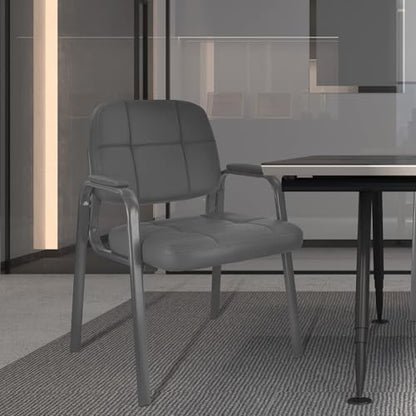 CLLATINA Waiting Room Chairs with Padded Arms Leather Guest Chair no Wheels for Office Reception and Conference Desk Gery, 6PK - color: Grey, size: 6 pack