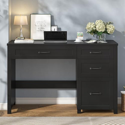 Vabches Farmhouse 47" Executive Desk with 4 Drawers, Pure Black - color: Pure Black, size: Style 2