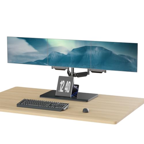 suptek Triple Monitor Mount Gas Spring Monitor Arm Desk Stand with Base - size: 13"-32"