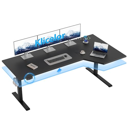 Klicelor L Shaped Standing Desk 63 x 35.4 Inch, Electric Height Adjustable Corner Desk for Home Office Workstation, Ergonomic Sit Stand Computer Table with Memory Controller, Black - color: Black, size: 63 x 35.4 Inch