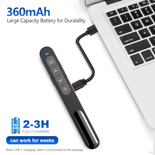 Norwii N76 Rechargeable Presentation clicker for PowerPoint Presentations - color: Red - Rechg. - USB-A