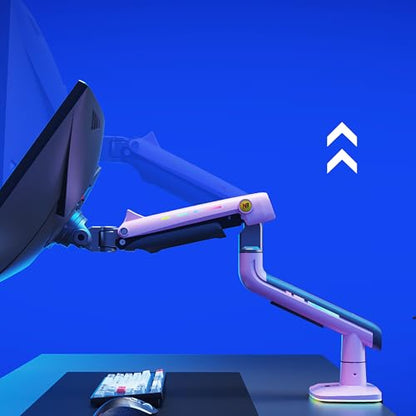 NB Gaming Monitor Arm or for 32 to 60 Inches Screen, Load up to 20 kg, VESA 75/100, RGB-Light, Heavy Duty, Multi Angle Adjustable, Premium Aluminum, Pink - color: Fantasy Pink