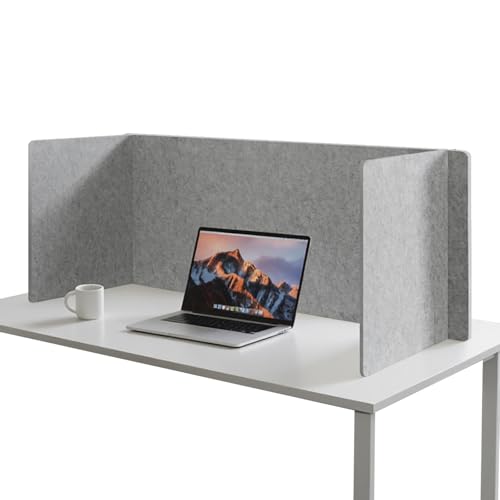 Desk Divider Privacy Screen 3 Panel Sound Absorbing - 47.2”x 23.6”x 19.7” Freestanding Acoustic Partitions for Office, Noise Reducing Panels for School, Home, Library,Sliver Grey - color: Sliver Grey