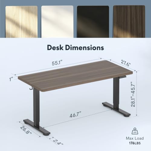FLEXISPOT 55"x28" Electric Standing Desk, Black Walnut - color: Black Walnut, size: 55x28"