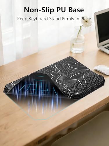 2-in-1 Ergonomic Keyboard Stand with Wrist Rest, Black Topographic - color: Black Topographic