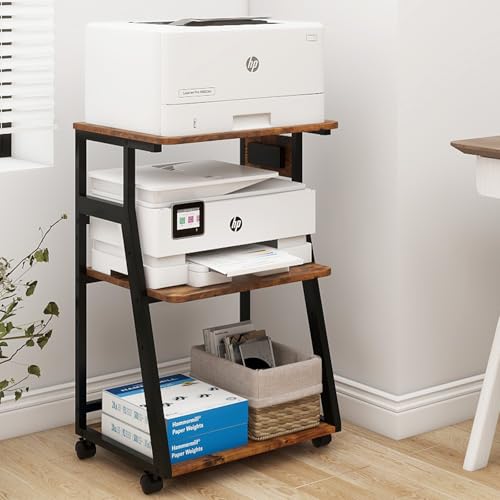 Natwind 3 Tier Printer Stand, 19.7"x15.7", with Charging Station,Retro - color: Retro, size: 19.7''x15.7''