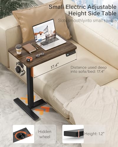 FiCiHi 24"x 16" Electric Standing Desk, Mobile Sit Stand Up Desk, Walnut - color: Walnut, size: 24" x 16"